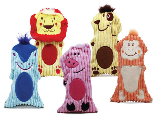 OUTWARD HOUND Bottle Buddy Squeaker Dog Toy - Monkey, Pig, Lion - Lion