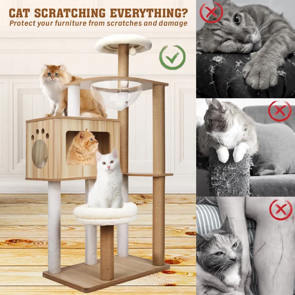 VaKa 1.42M Cat Tree Tower Scratching Post Scratcher Cats Condo House Bed Furniture
