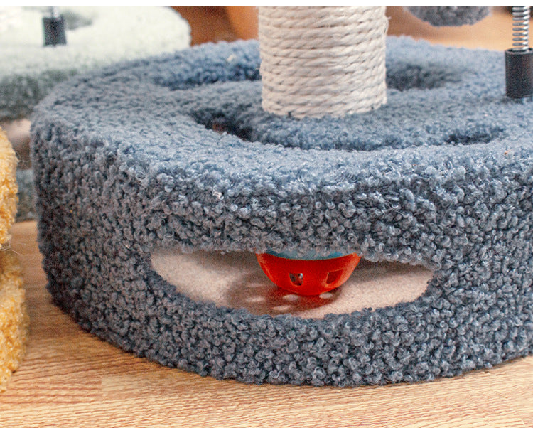 Green Bold Flower Cat Scratching Post - Interactive Plush & Sisal Cat Toy with Teaser Balls
