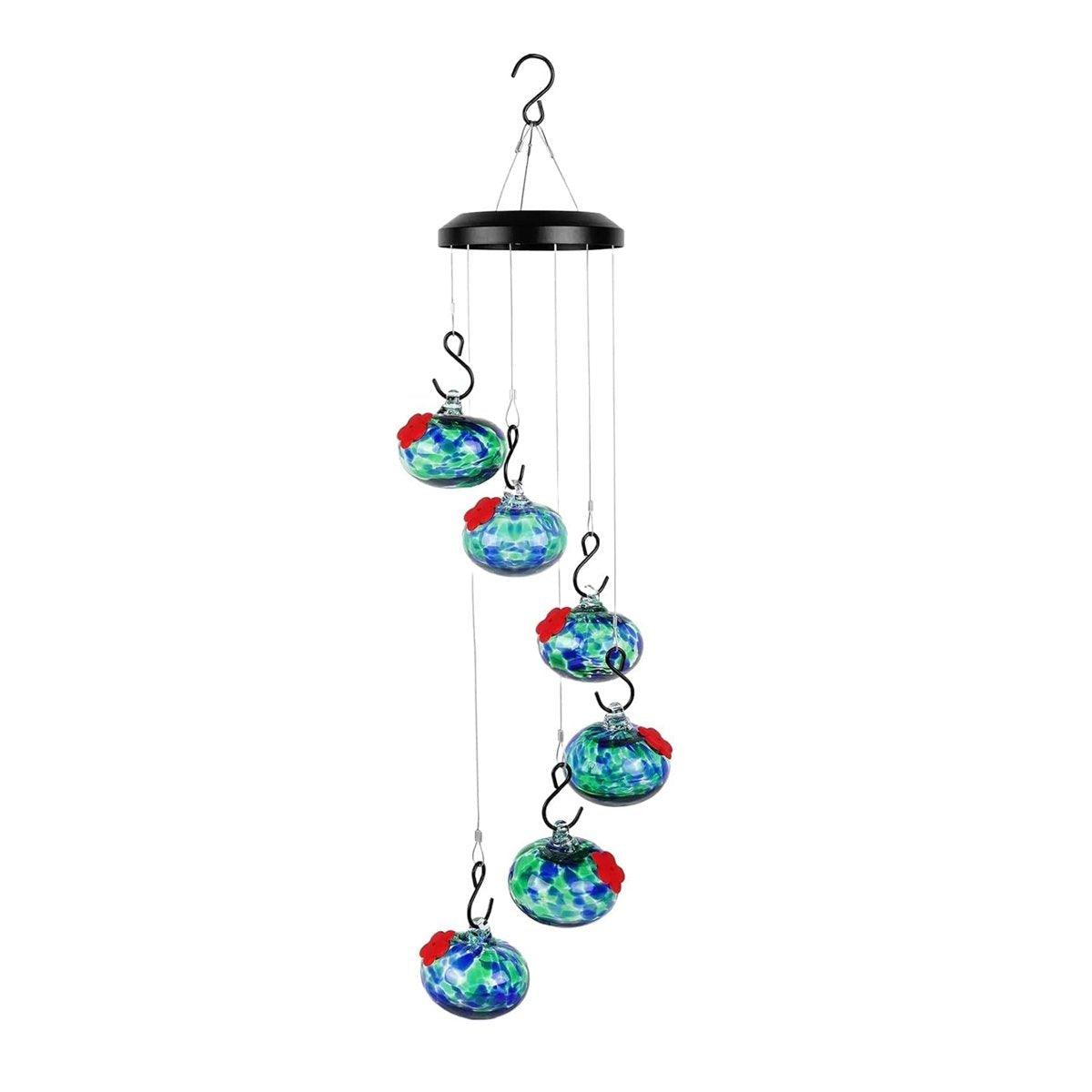 Hanging Hummingbird Feeder Outdoor Garden Nectar Dispenser Attracting Birds - Red Blue