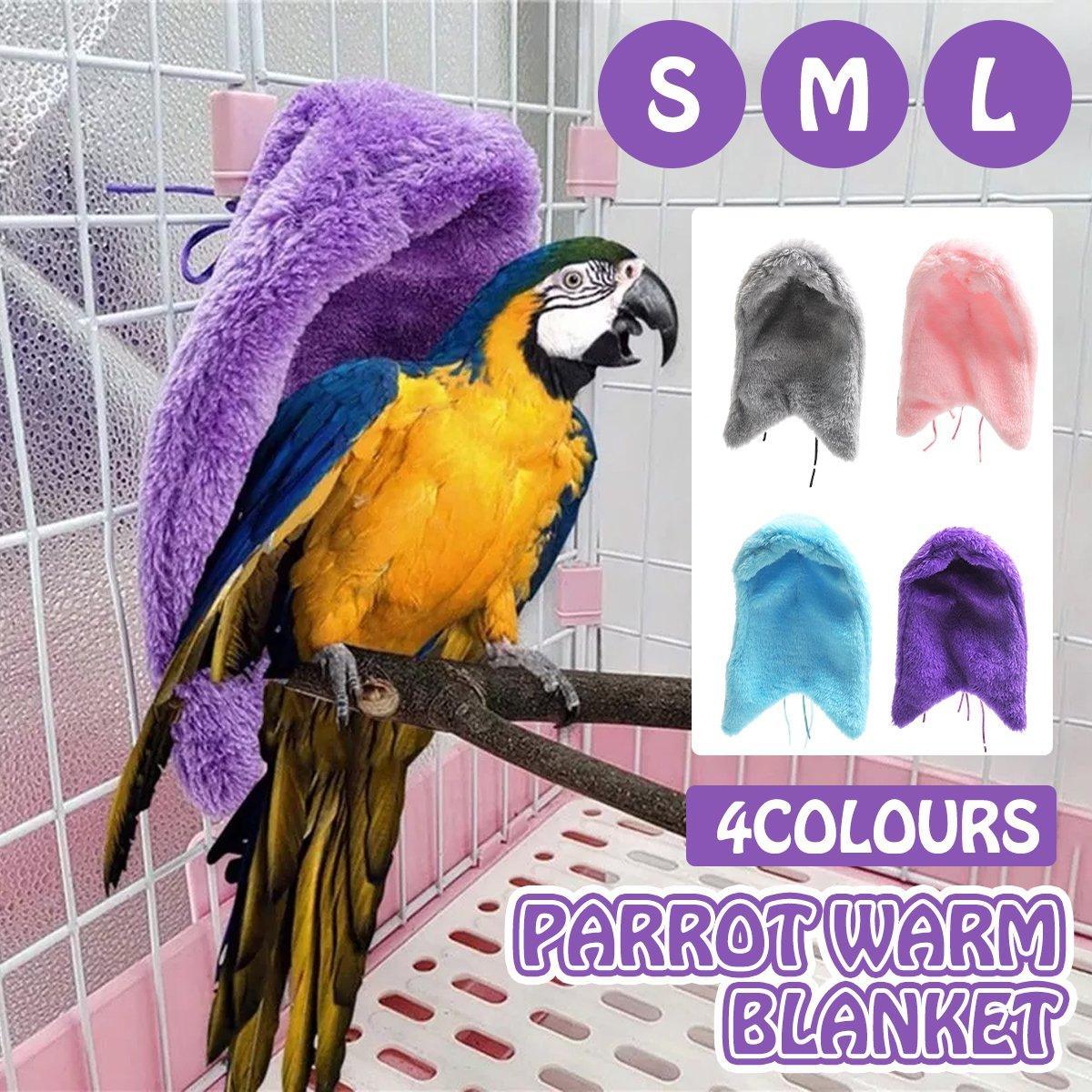 Cozy Bird Blanket Shawl Parrot Snuggle Cabin Plush Hanging Cotton Nest Bedding - Grey-S Size