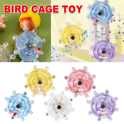 Interactive Parrot Spinning Wheel Stress Relief Toy for Small Birds Durable - Yellow