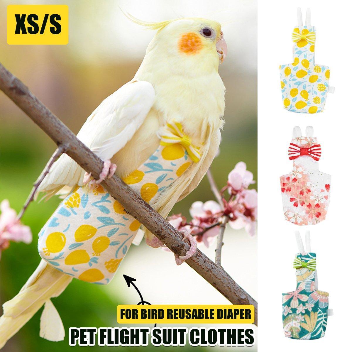 Adjustable Parrot Diaper Bird Flight Suit Tiger Skin Peony Special Supplies - Green-XS