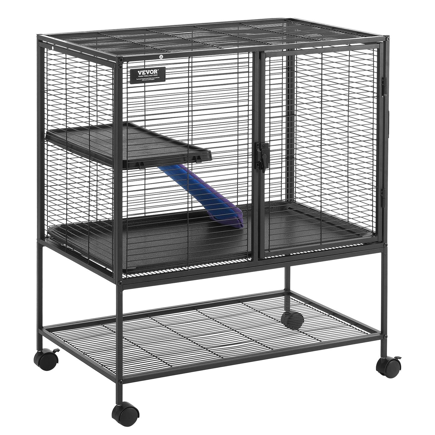 VEVOR 36" Metal Small Animal Cage 2-Tier Rolling Ferret Cage with Tray A Ramp