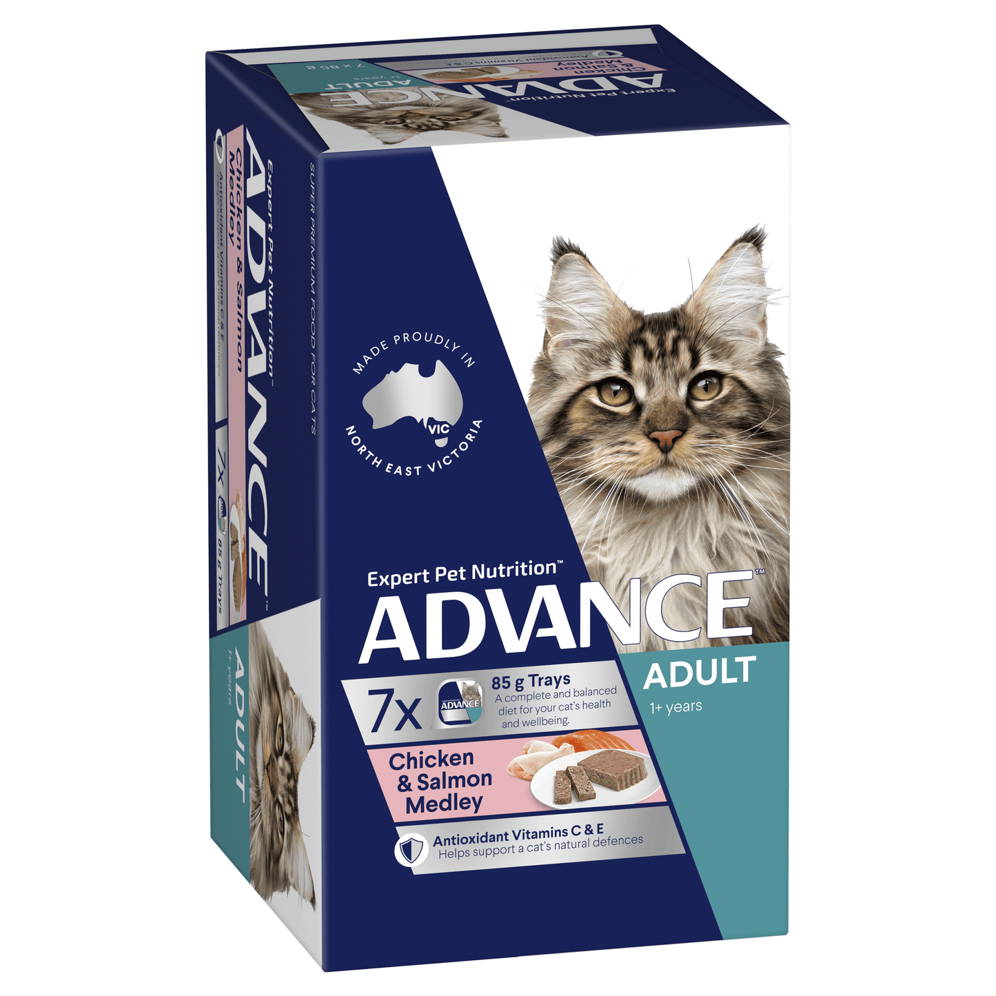 Advance Wet Food Tray Adult Cat Chicken & Salmon Medley 7 x 85g
